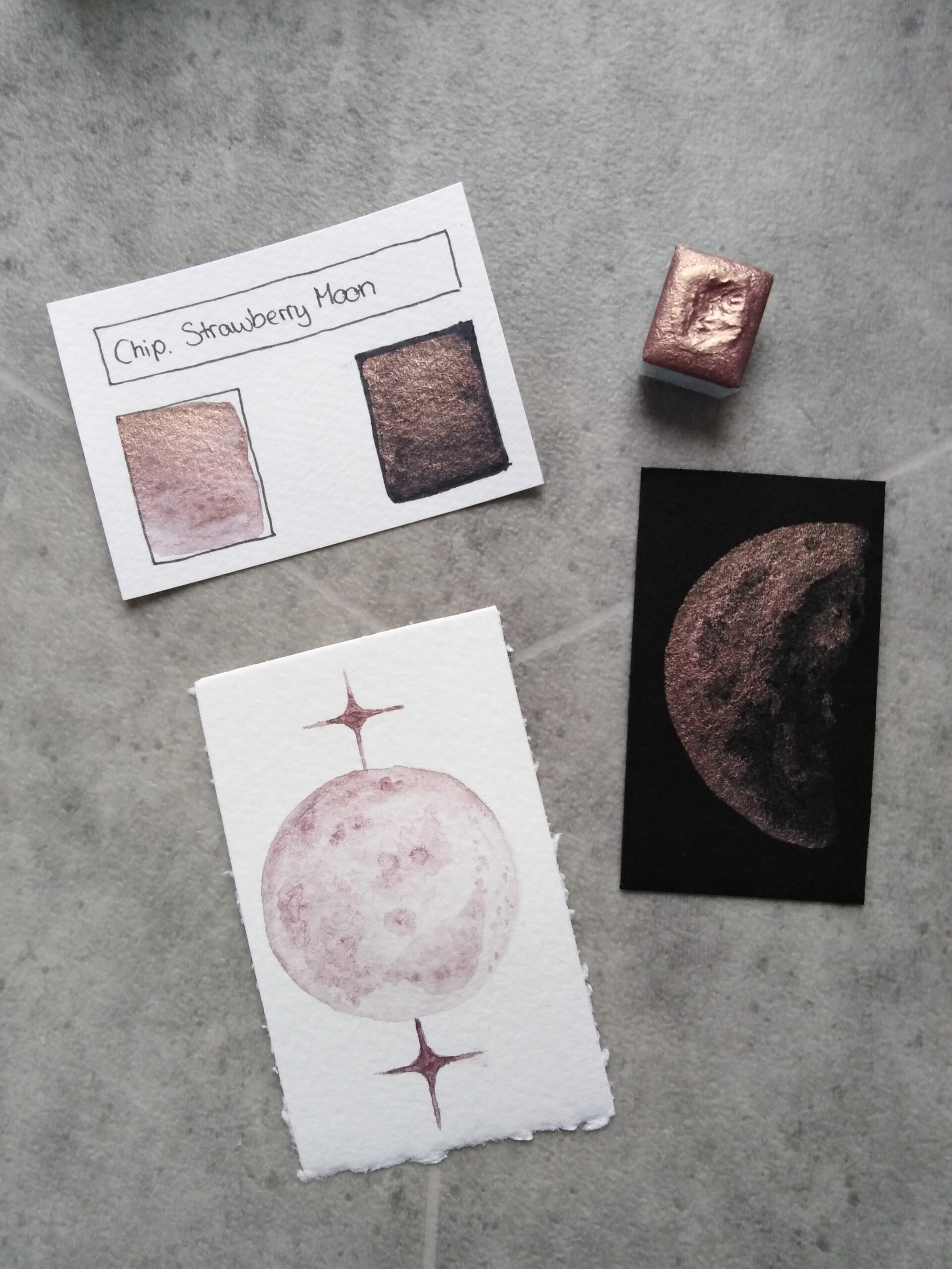 Shiny watercolor moons