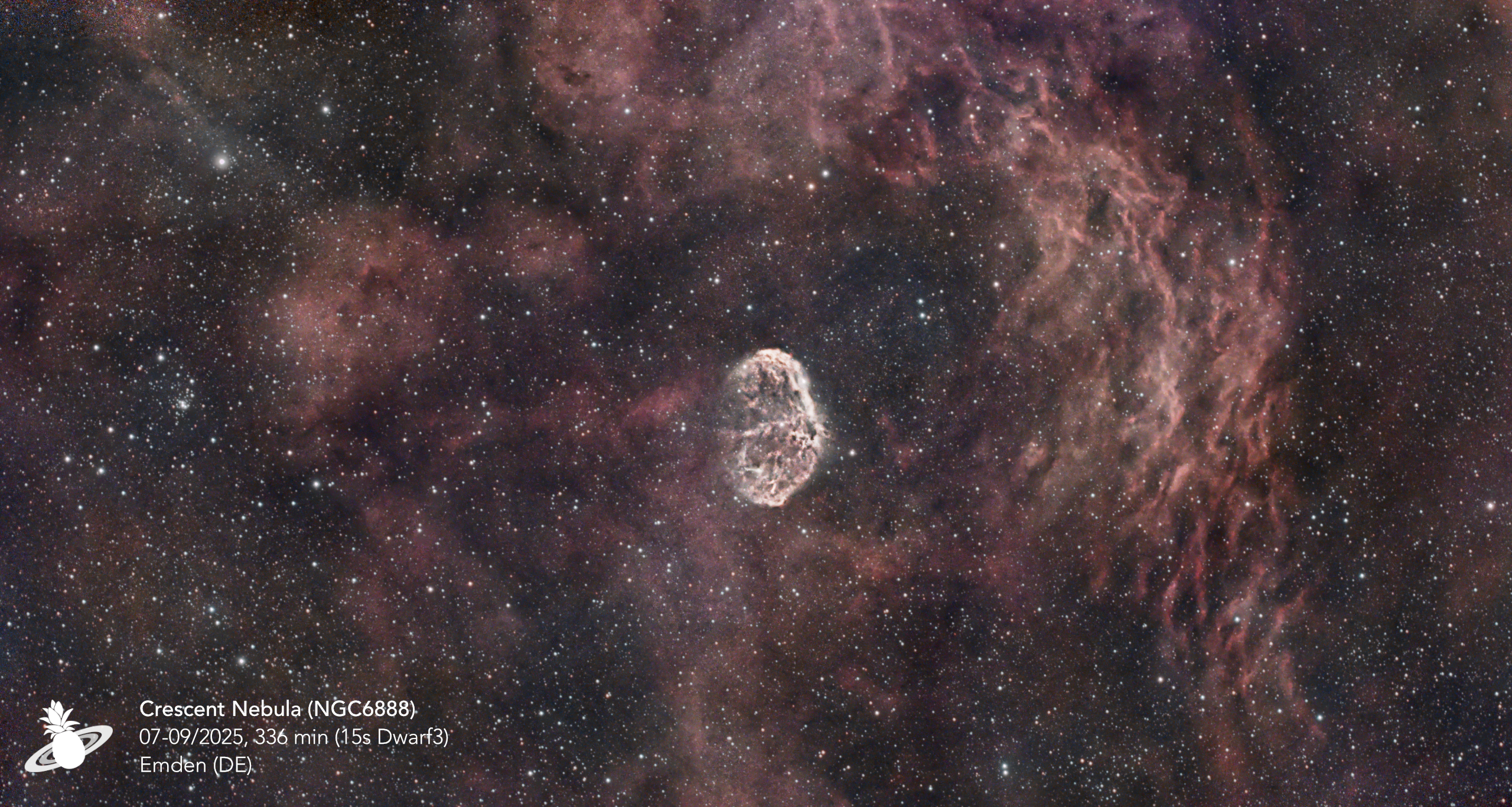 NGC6888 Cresent Nebula photographed with a DWARF 3 smart telescope