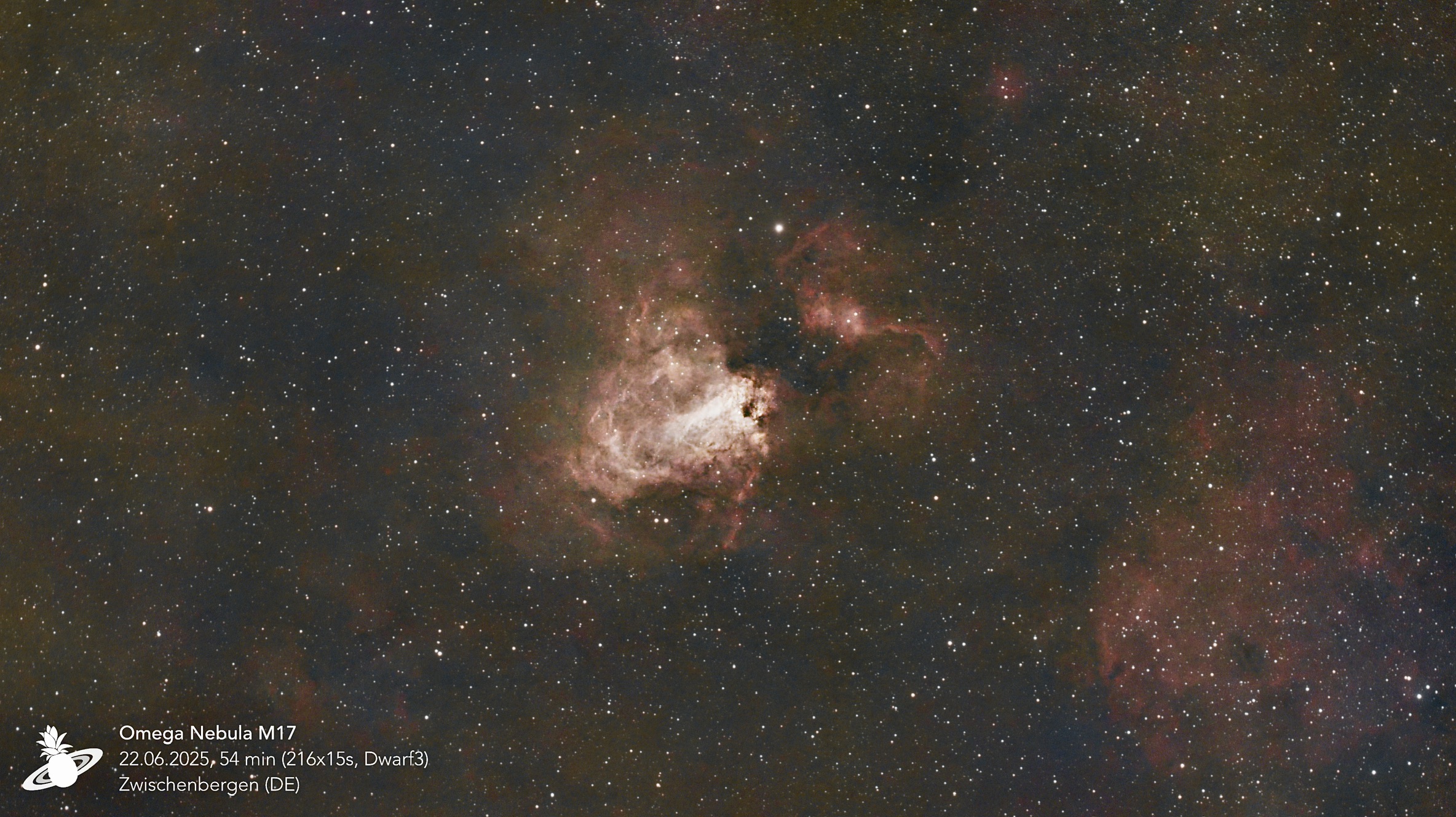 M17 Omega Nebula photographed with a DWARF 3 smart telescope