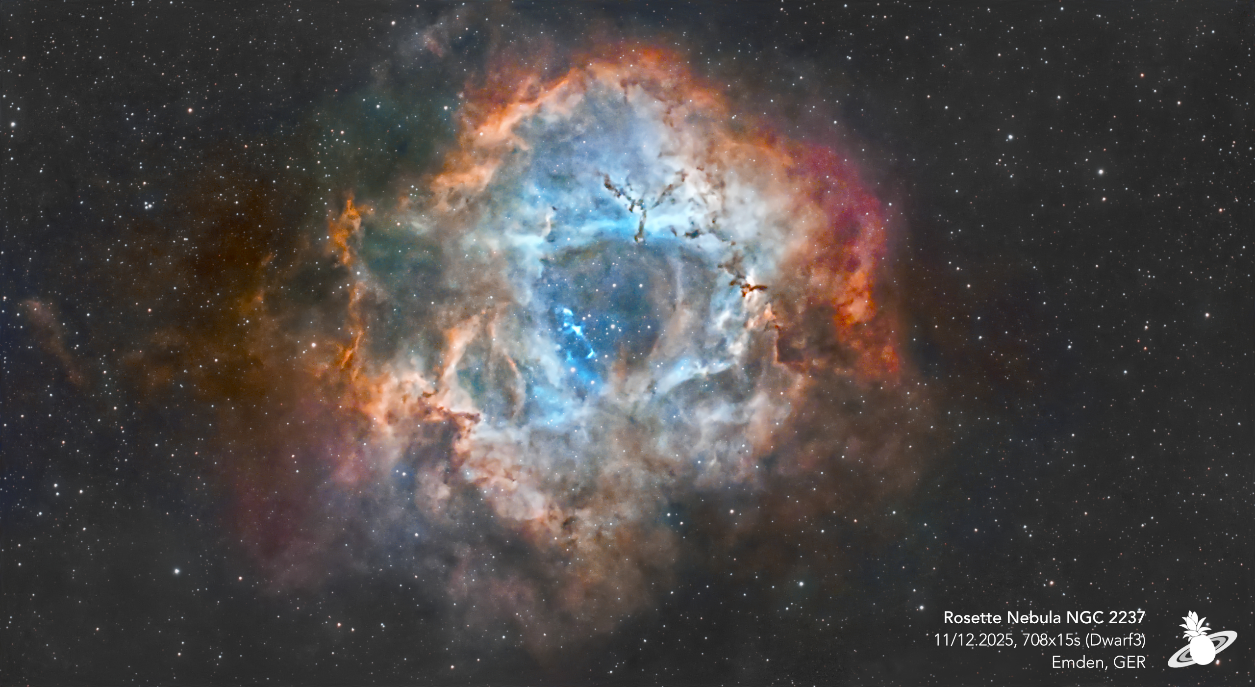 NGC 2237 Rosette Nebula photographed with a DWARF 3 smart telescope