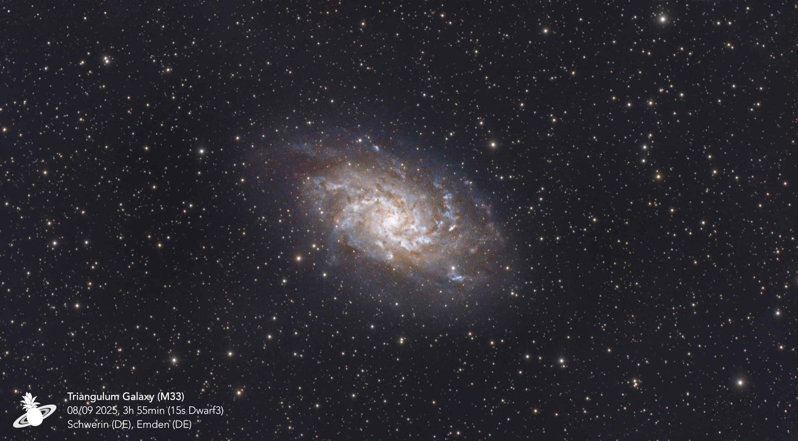 Triangulum Galaxy M33 photographed with a DWARF 3 smart telescope