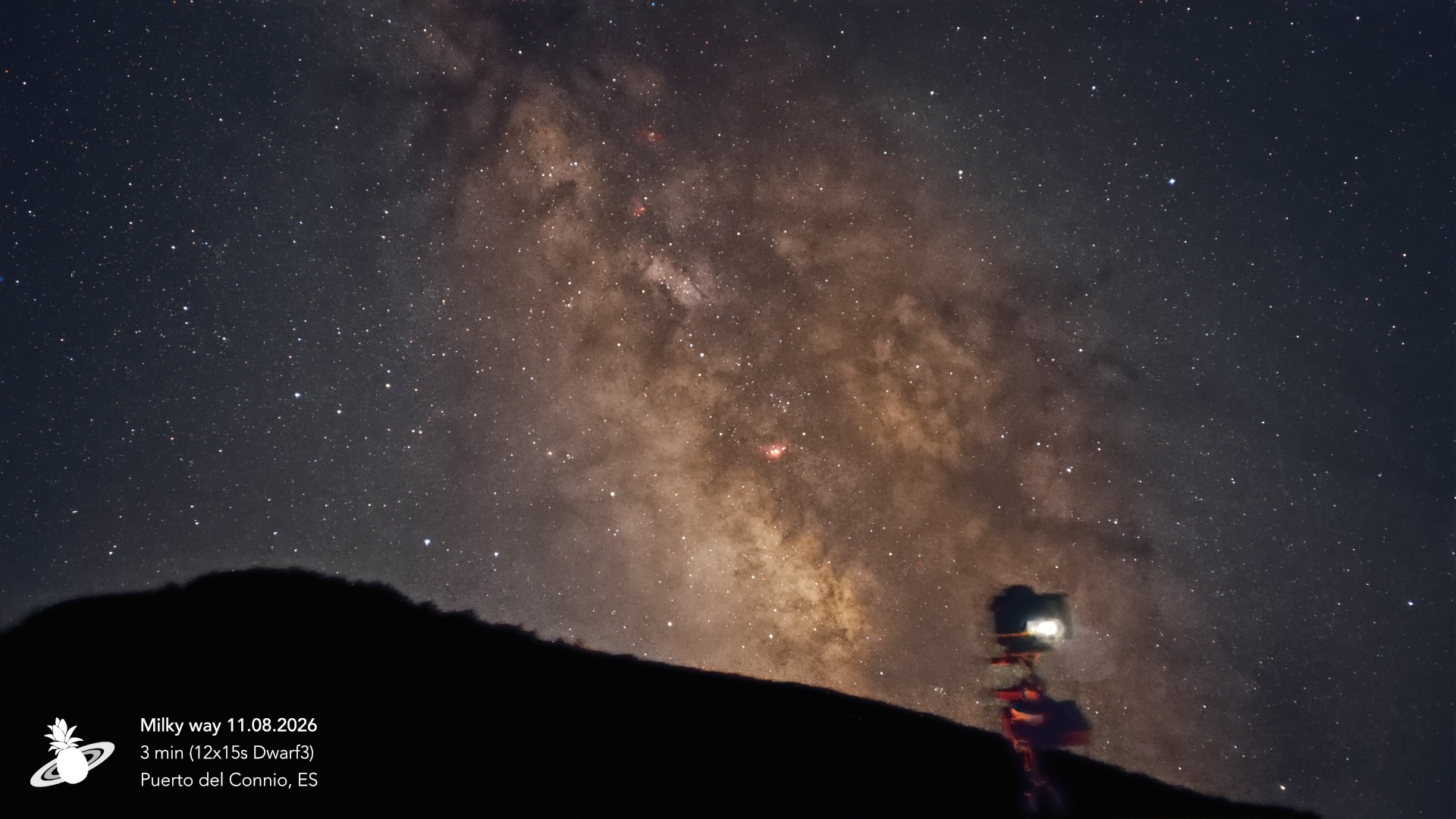 The Milkyway over a mountain photographed with a DWARF 3 smart telescope